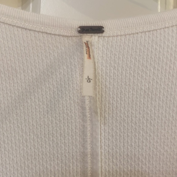 Free People OB429221 Ski Lodge Ivory Waffle Knit/Blue Cuff Henley Thermal Top L - Picture 3 of 5